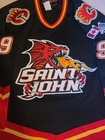 Sp Game Worn Saint John Flames Brown  9 Ahl Hockey Jersey Size 56 Black Red