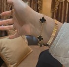 Van Cleef   Arpels Vintage Alhambra Bracelet Onyx 5 Motifs 18k Yellow Gold