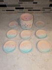Vintage Signed Shadrak Pastel Ceramic Coaster Set  8 Coasters With Holder 