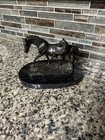Solid Bronze Horse   Colt Statue Pair W  Obsidian Base 8 X 5 5 X 5  Signed 