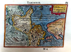 Tartary America 1595 Abraham Ortelius  Galle Antique Miniature Map 16th Century
