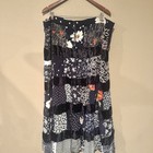 Every Where Vintage Floral Velvet Patchwork Pull On Skirt Black Size 1x