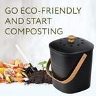 2 Pack  Bamboo Compost Bin For Kitchen - Holds 1 Gallon Each