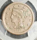 1857 Pcgs Vf-30 Bn Small Date Braided Hair Large Cent
