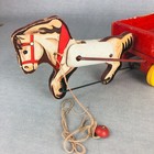 Fisher Price Wooden Pull Toy Vtg 1940s Horse Wagon General Hauling Wood No  733