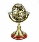 Armillary Sphere Nautical World Globe With Wooden Base Antique 12 Inch Brass
