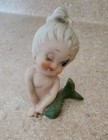 Vintage Mermaid Ceramic Bisque  3 Pc  Lot Winking  Bell  Miniature