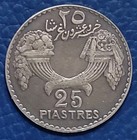 Lebanon Liban 25 Piastres 1936 Silver  690 Km 7 
