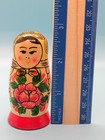 3 Pc Vintage Russian Matryoshka Hand Painted Wooden Nesting Dolls