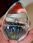 Matum Studios 1989  Studio Dichroic Blown Art Glass Paperweight 3 5 