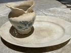 Antique Mercer Pottery Co  Large White Oval Platter Glossy Solid  dresden Vase