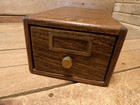 Vintage Industrial Office 1 Drawer Wood brass Handle File Cabinet - Beautiful 