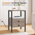 Hoobro End Table Charging Station Bedside Table 2 Usb Nightstand For Small