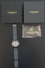 Akribos Xxiv Men   s 40mm Watch Skeleton Dial Blue Ion Stainless Steel Case Mesh