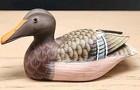 Miniature Carved Wooden Painted Duck Water Bird Decoy 5 x2  Bead Eyes