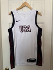 Nike Men   s Medium Usab Limited Home Basketball Jersey White Fv5517-100 New