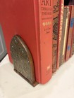 Antique Jevons Birmingham Brass Wood Folding Bookends Book Rack Victorian C1900
