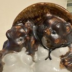 Vintage Japanese Lucky Tanuki Raccoon Dog Couple Sake Bottle Ceramic Pottery 6   