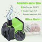 Submersible Fountain Water Pump  550gph 30w Adjustable Ultra Black  Green 