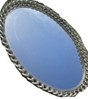 Vintage Filigree Mirror Vanity Tray Oval Silver Chain 14 5    Fabulous    