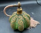 Antique Glass Perfume Bottle W pump  6  Tall