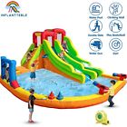 Giant Kids Inflatable Water Double Slides Bounce House Splash Pool W 480w Blower