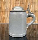 Vintage Hofbr  uhaus German Stoneware Beer Stein With Hinged Pewter Lid 1 4 L