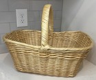 Vintage Wicker Market Basket Handle Natural Willow Picnic Gathering Decor