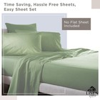 100  Cotton Percale Fitted Sheet Set Queen Size  Sage  Deep Pocket  3 Piece -   