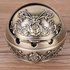 Vintage Metal Windproof Ashtray Flower Pattern Portable Ashtray Bar Push-cap