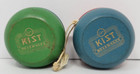 Vintage  lot Of 2  Kist Beverages Wooden Yoyo Soda Advertising Blue Green Red