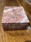 Vintage Onyx Pink Marble Jewelry Box Natural Stone Trinket Box 5x4x2 Mid Century