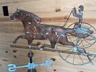 Antique 32  Copper Horse   Sulky Weathervane W  Jockey   Directionals