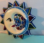 Sun Moon Wall Art Celestial Mexican Talavera Pottery Hand Painted Folk Decor 9 