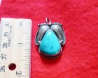 Native American Silver And Turquoise Pendant  Signed