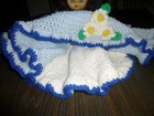 Beautiful Vintage Bed Pillow Doll   Hand Crochet Dress W  Hat And Flowers