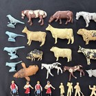 Vintage 50s Plastic Toy Figures Farm Wild Animals People Marx Van Brode    