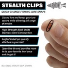 Harmony Fishing Stealth Clips  25 Pack   black Stainless  Quick Snaps For Lures