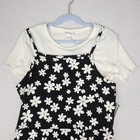 Nwt Art Class Girls Dress Xl 14 Black White Floral Tshirt Separate Cotton Blend