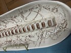 Huge Vintage Mcm Ceramic Communal Ashtray Brown   Cream   Nice Retro 
