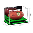 Mini Football Display Case With Black Risers  Mirror And Turf Base  a005-br 