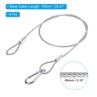 4set 4mmx100cm 2ft Safety Steel Cable Luggage Lock Security Wire Rope With Hook