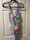 Cupshe Multicolor Tropical Floral One-piece Halter Tie-back Swimsuit M