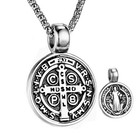 Saint St Benedict Medal Necklace Pendant Stainless Steel Crucifix Cross Exorcism