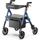 Portable Rollator Rolling Walker For Seniors Adults With Seat Backrest Max 500lb