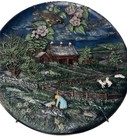 Byron Molds Seasons Night Scene 3d Plates Hand Painted Set Of Four  4  1980