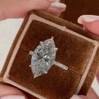 Women s 4ct Real Moissanite Marquise Cut Engagement Ring 14k White Gold Plated