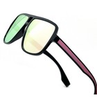 Men s Black Aviator Sunglasses Pink Mirror Lens Double Bridge Fashion Eyewear