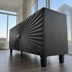 Modern Black Sunburst Sideboard Buffet Credenza Textured Dining Storage Cabinet