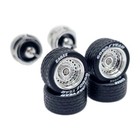 Hot Wheels Chrome Steelie Rims   11mm Goodyear Real Rider Rubber Tires 1 64